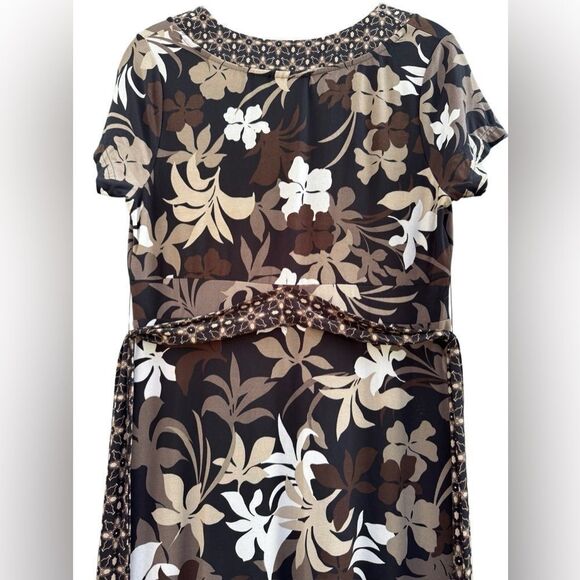 Croft & Barrow Women's Floral Brown Earthy V Neck Neautral Maxi Dress Size Small - Picture 5 of 7